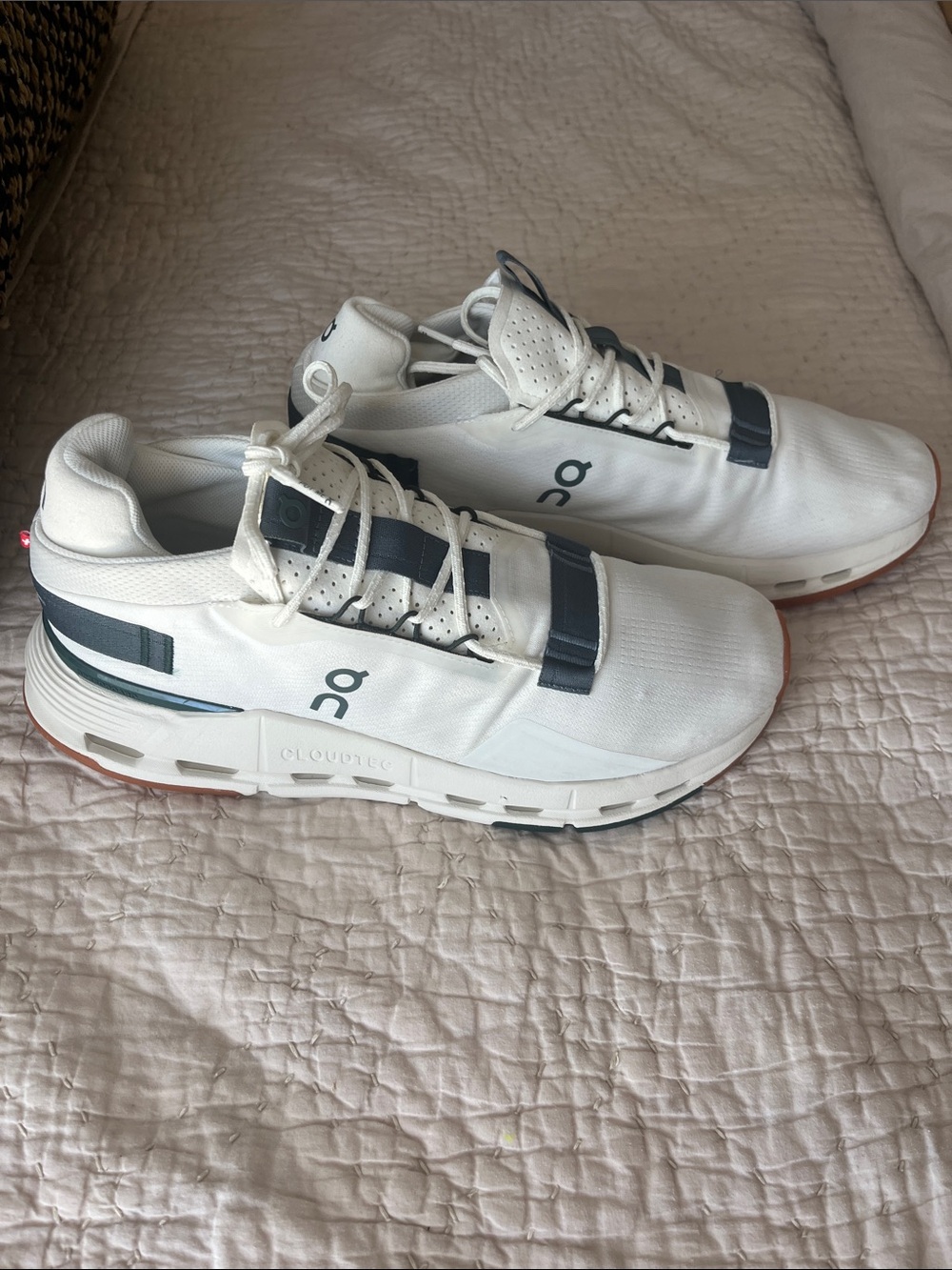 On Running Men's White and Navy Cloudnova Athletic Shoes 11.5
